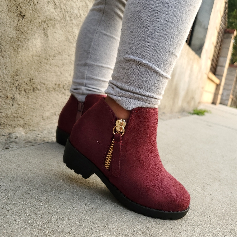 Wine Ankle Booties